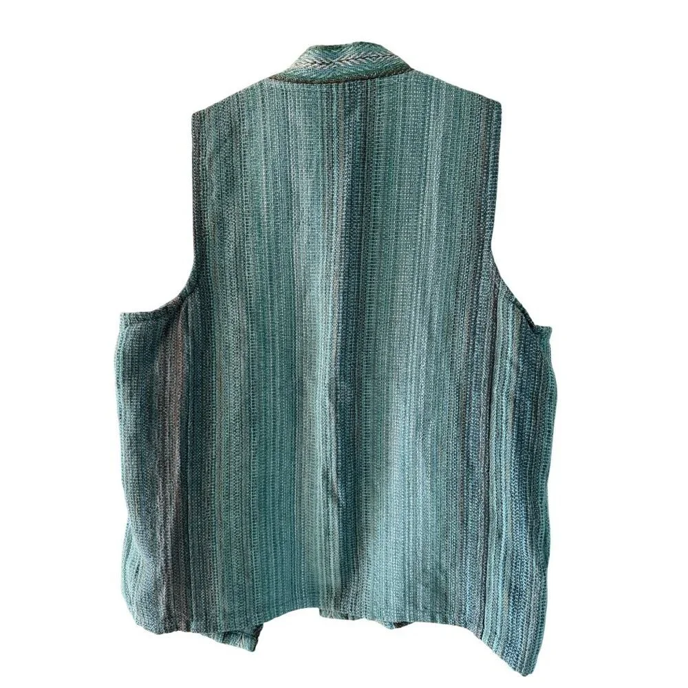 Shuttle Creek Mens Handmade Woven Vest Size 2XL Green Lowell Oregon Vintage